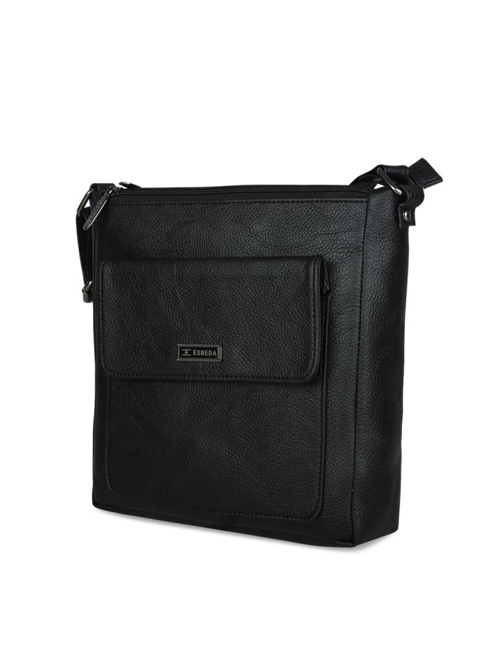 ESBEDA Black Solid Sling Bag