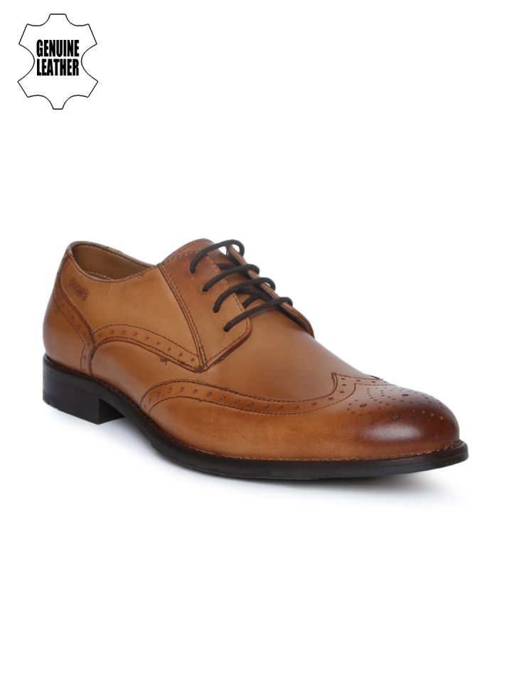 Ruosh Men Tan Brown Genuine Leather Formal Brogues
