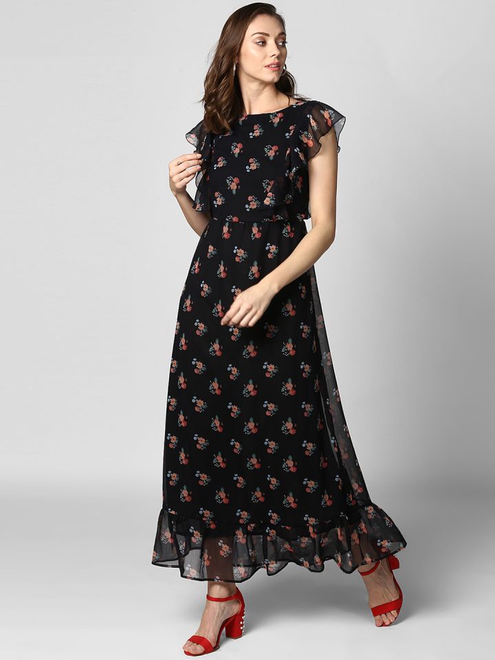 black printed maxi dress