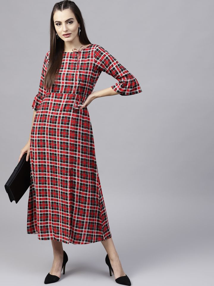 checked maxi dress