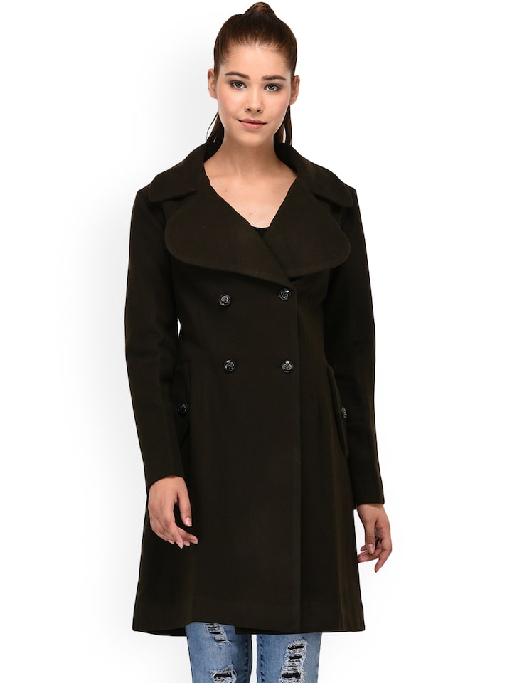Owncraft Women Olive Green Trench, Olive Green Pea Coat Womens