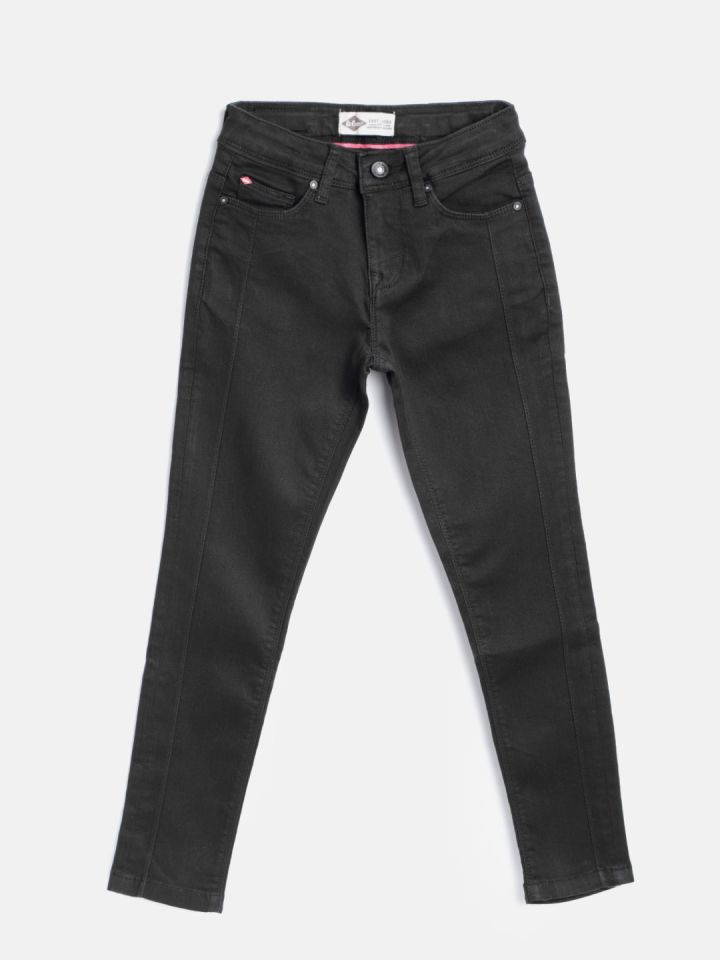 Lee Cooper Girls Black Slim Fit Mid Rise Clean Look Stretchable Jeans