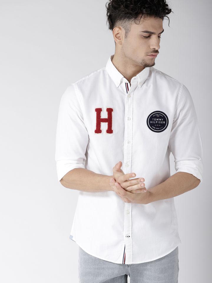 Buy Tommy Hilfiger Men White New York Fit Solid Casual Shirt