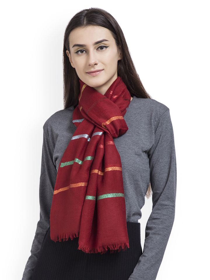Buy SHINGORA Women Maroon Woven Design Stole Stoles for Women