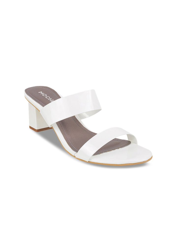 Buy Mochi Women White Solid Sandals Heels for Women 7457630 Myntra