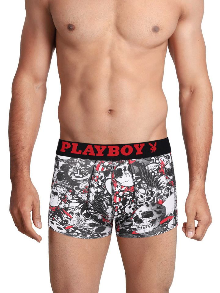Playboy Men Black White Printed Funky Trunks PBU66 1P