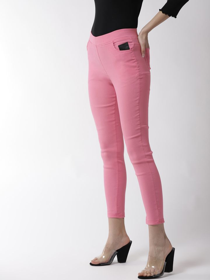 Buy La Zoire Women Pink Solid Slim Fit Cropped Jeggings - Jeggings for  Women 7468736