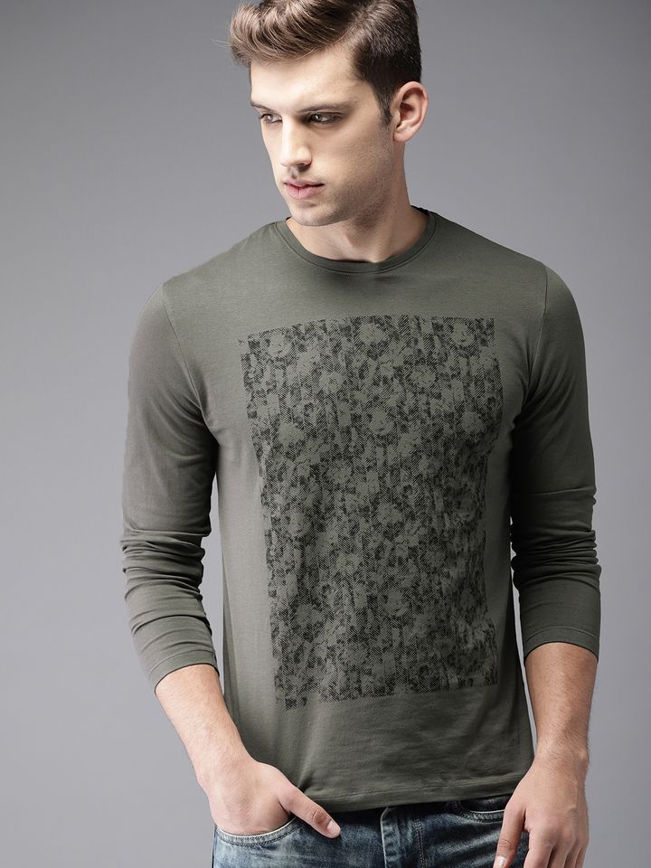 ELABORADO Men Grey Printed Round Neck 