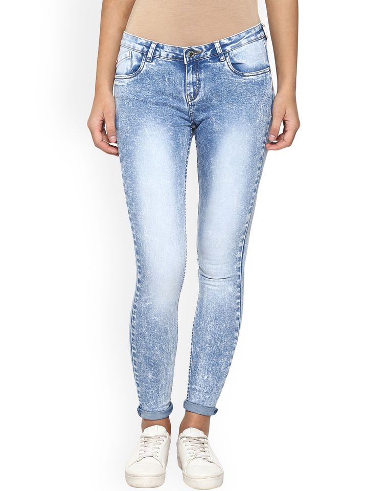 Women Blue Skinny Fit Mid Rise Clean 
