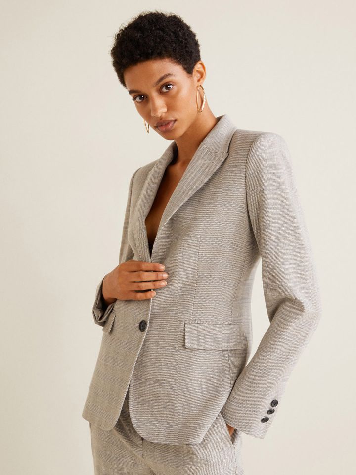Check structured on sale blazer mango