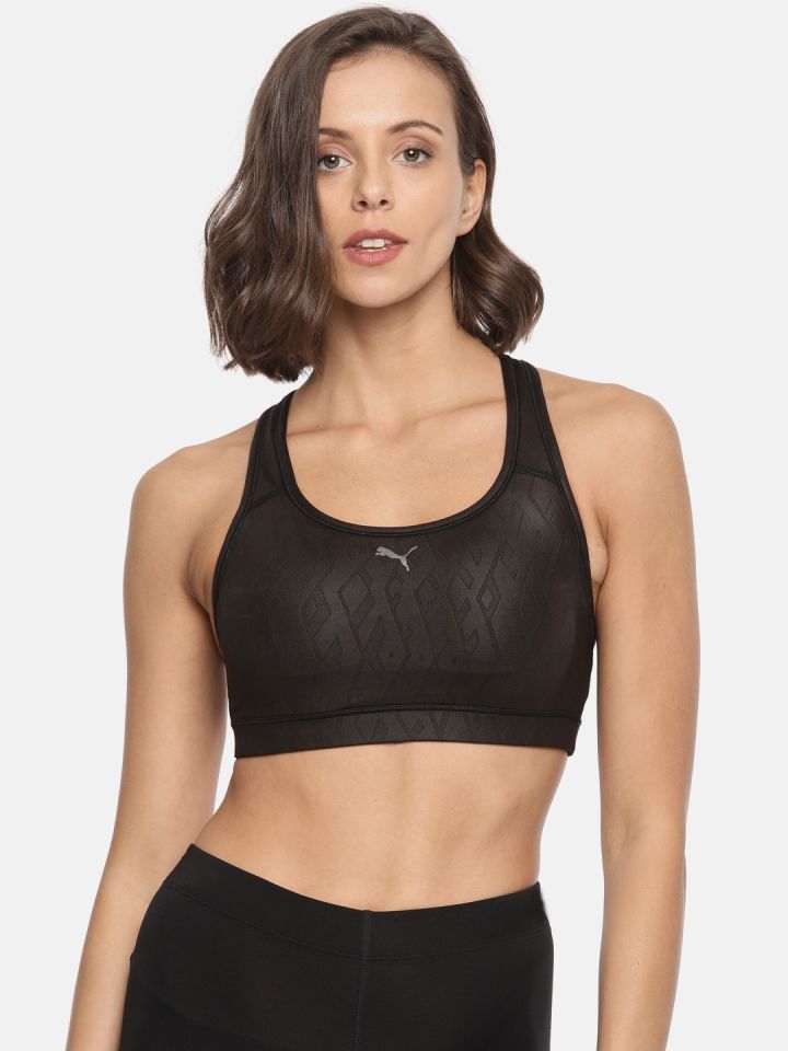 Buy Puma Black Self Design 4Keeps Graphic Non Wired Lightly Padded Sports  Bra - Bra for Women 7473648
