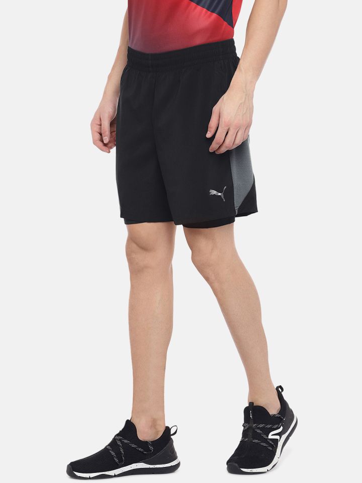 Puma Men Black Solid A.C.E. Woven 2 in 1 Sports Shorts
