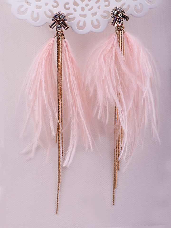 Light pink clearance feather earrings