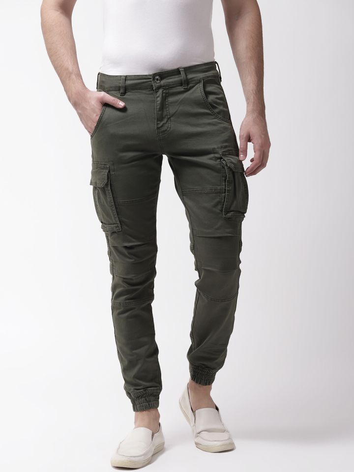 Buy GAS Men Olive Green Bob Gym Skinny Fit Solid Cargo Joggers  Trousers  for Men 7484738  Myntra