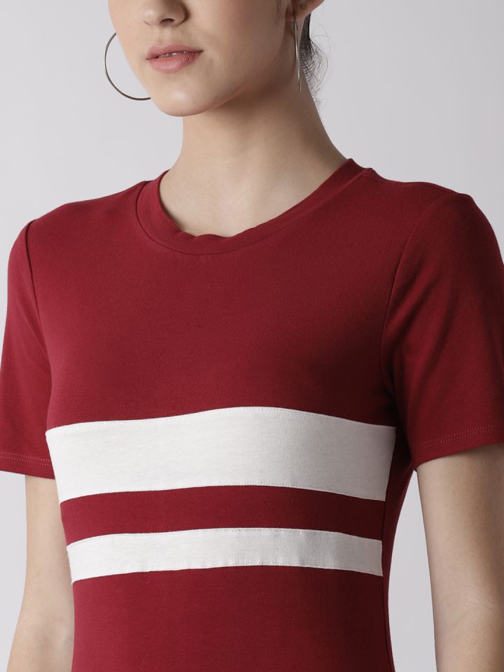 Maroon and white t shirt cheap dress