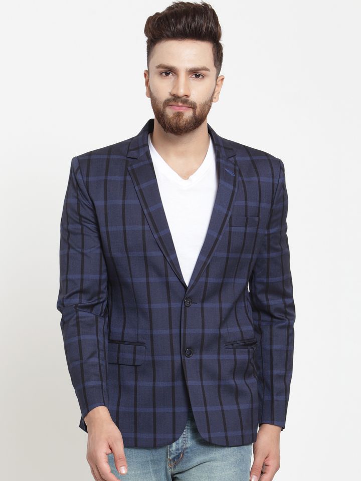 Navy blue new arrivals check blazer
