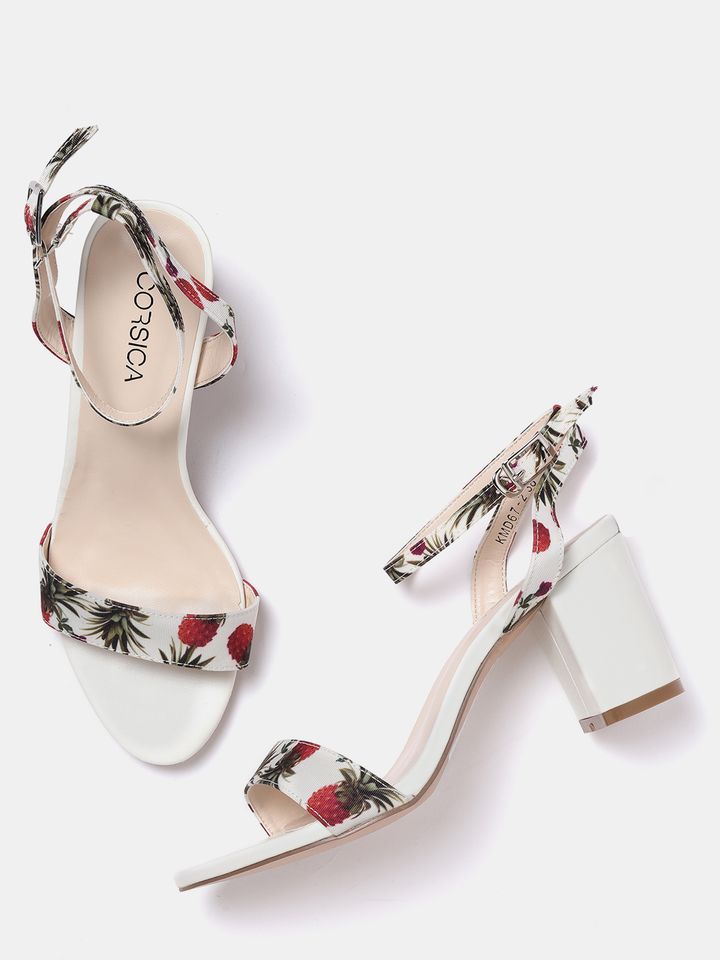 floral print block heels