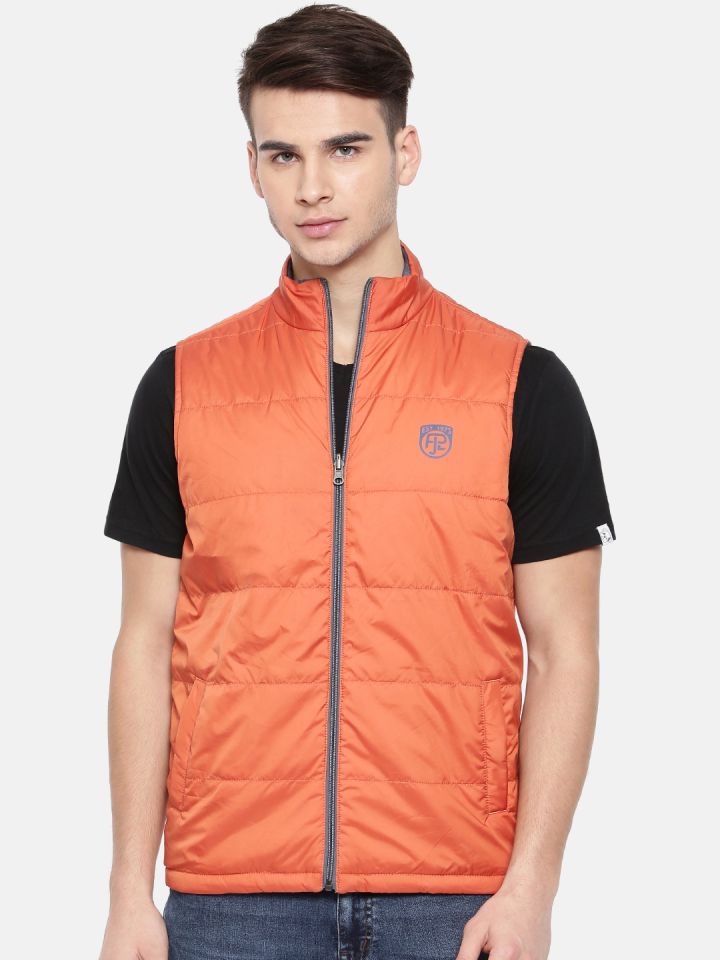 Buy Pepe Jeans Men Orange Grey Solid Reversible Padded Jacket