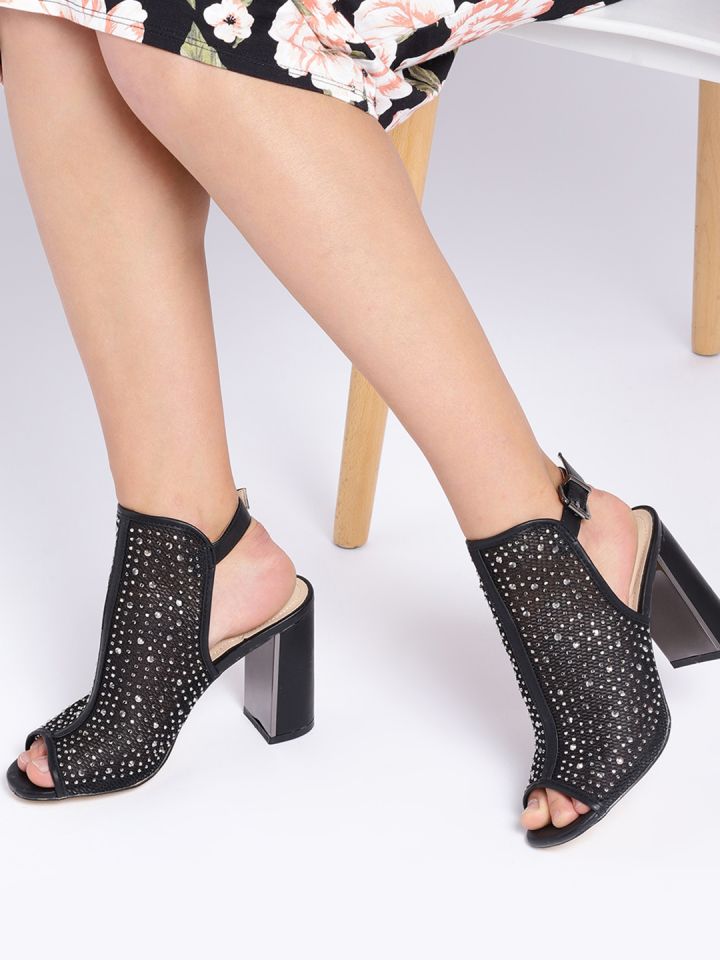 black embellished heels