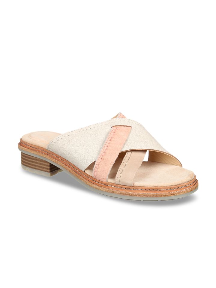clarks open toe flats