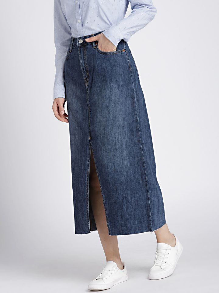 gap denim midi skirt