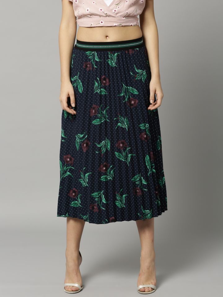 Buy Marks Spencer Women Navy Blue Green Printed Accordion