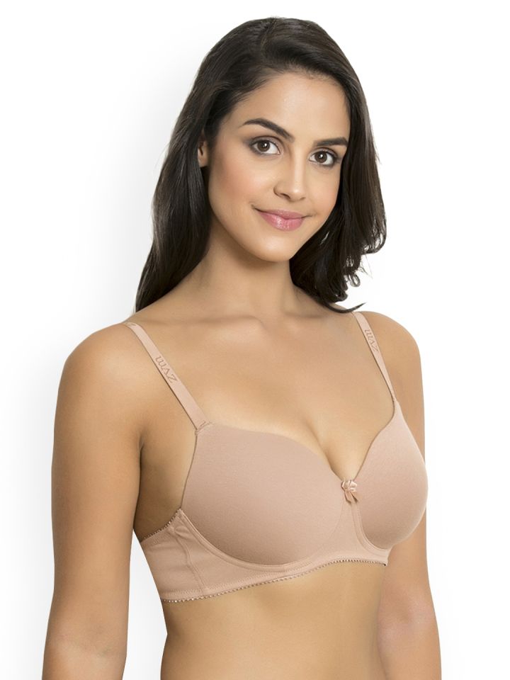 Buy Zivame Nude Coloured Solid Non Wired Lightly Padded T Shirt Bra - Bra  for Women 7496705