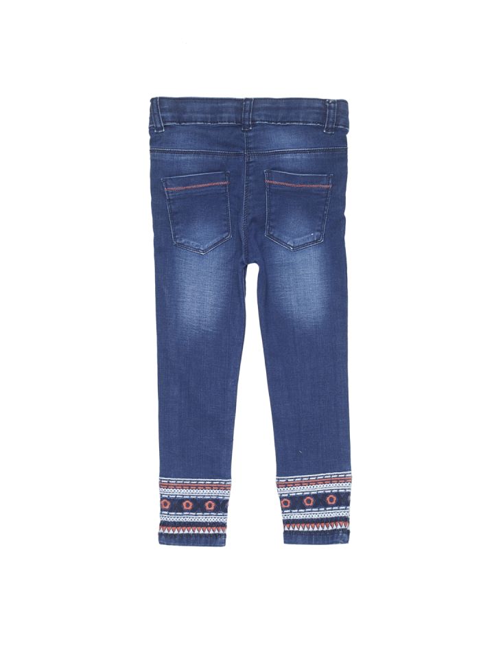 Buy TALES & STORIES Dark Blue Girls Slim Fit Solid Jeans