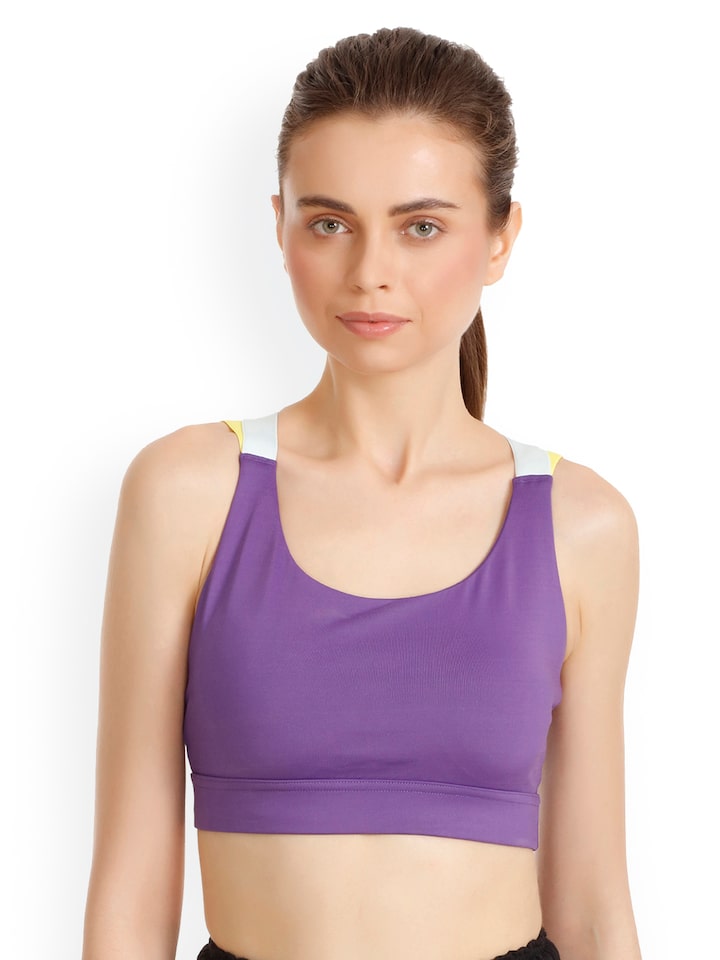 Buy Zelocity By Zivame Lavender Solid Non Wired Non Padded Sports