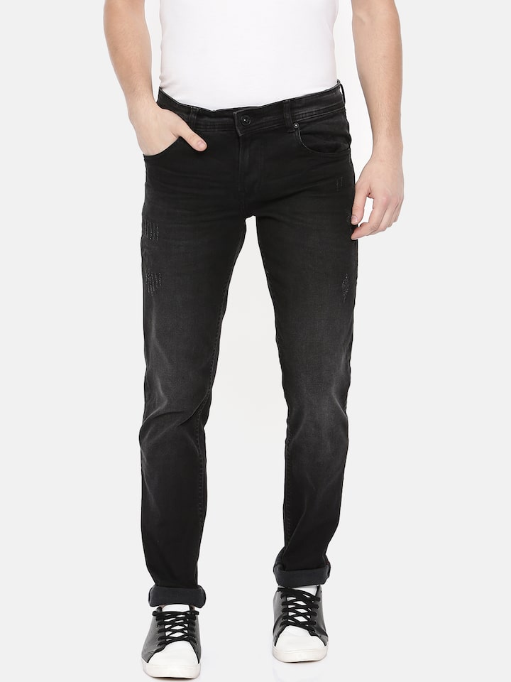 Buy Lee Cooper Men Black Slim Fit Low Rise Low Distress Stretchable Jeans -  Jeans for Men 7504927 | Myntra