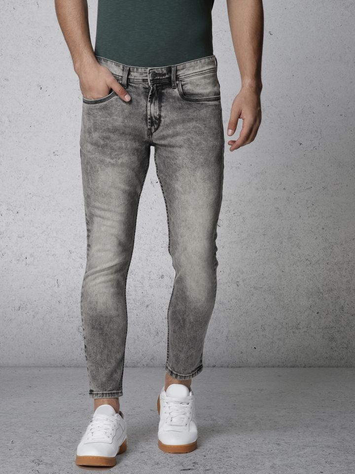 mens grey tapered jeans
