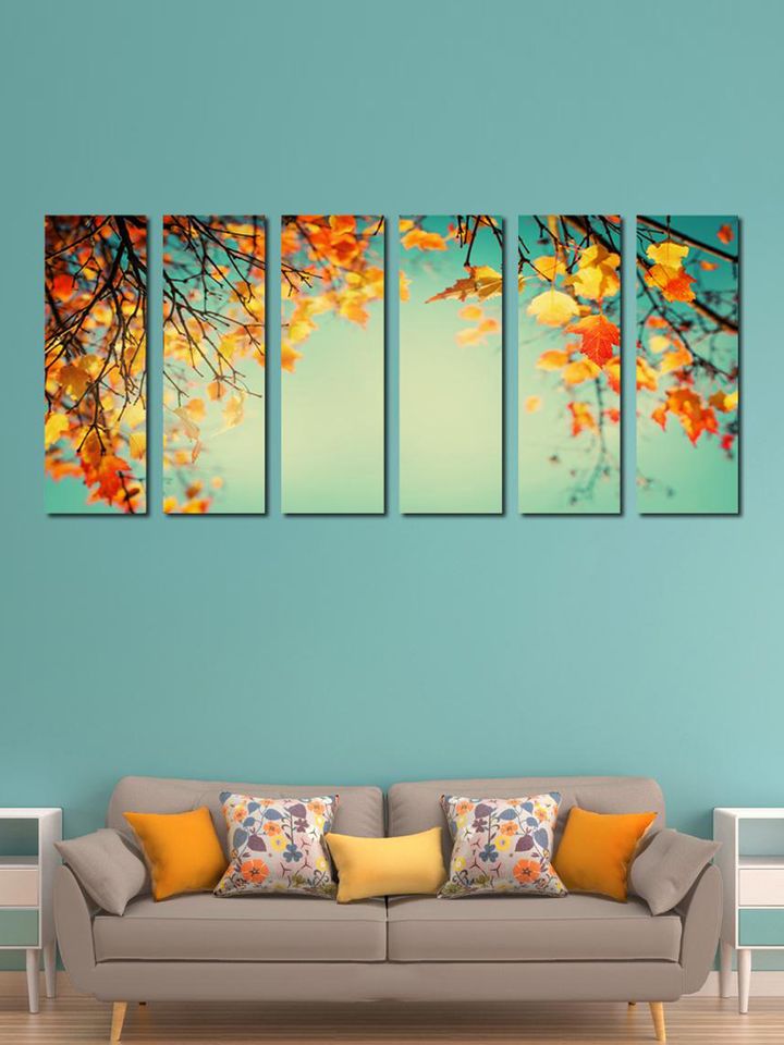 Buy 999store Sea Green Yellow Brown Set Of 6 Yellow Leaves Wall Art Wall Art For Unisex 7505883 Myntra