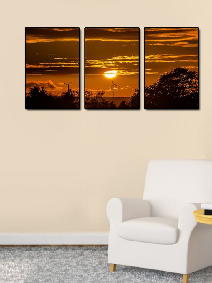 999 Set Of 3 Brown Sunset Wall Art For Uni 7506550 Myntra - Sunset Wall Art Set Of 3