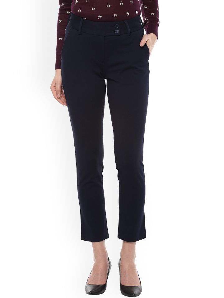 ladies navy cigarette trousers