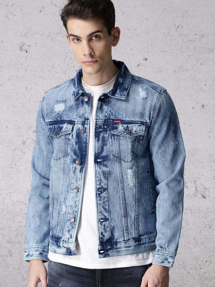 ecko unltd men blue solid denim jacket