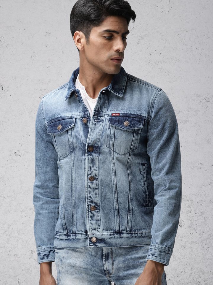 ecko unltd men blue solid denim jacket