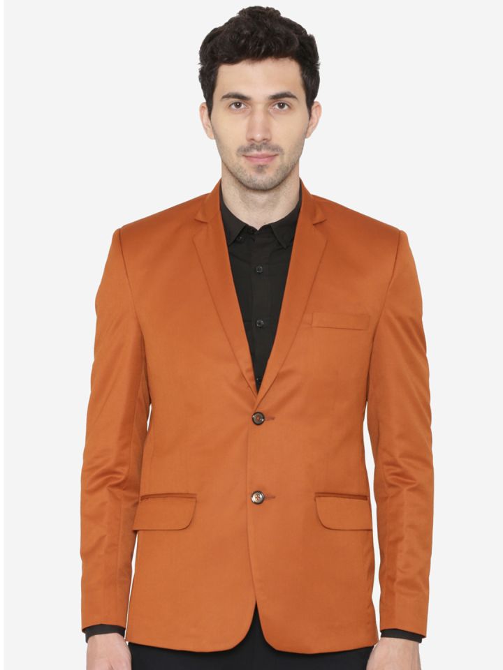 Buy Wintage Men Orange Solid Tailored Fit Single Breasted Formal