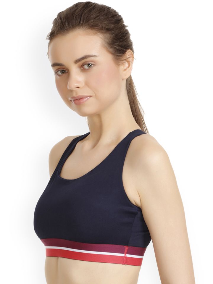 Buy Zivame Blue Solid Non Wired Non Padded Sports Bra - Bra for