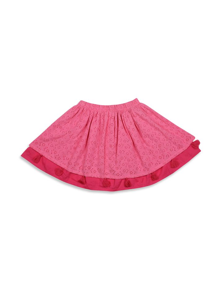 Buy Blue Giraffe Girls Pink Self Design A Line Mini Skirt Skirts