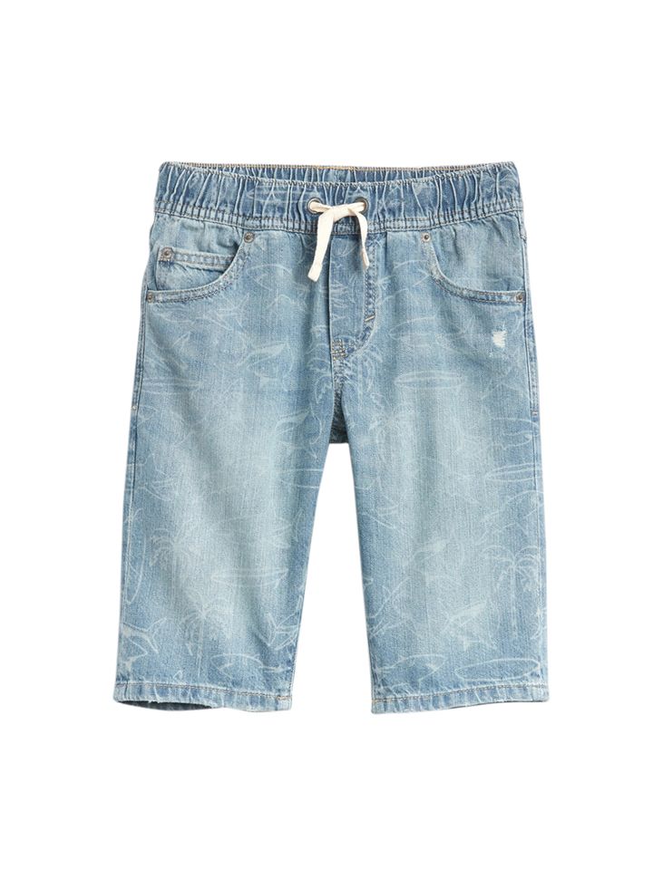 boys pull on denim shorts
