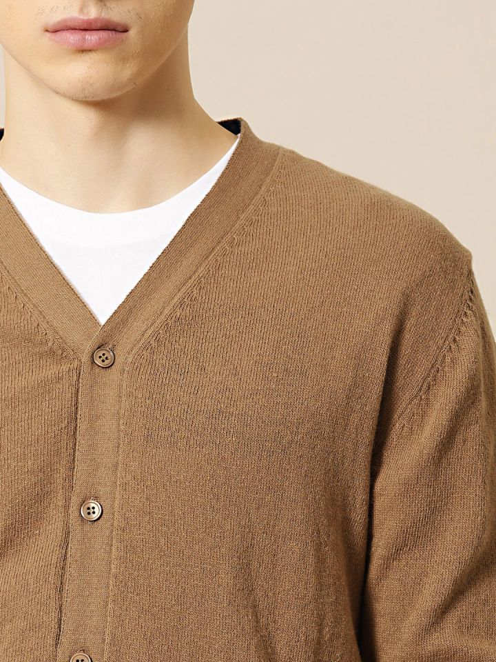 mens camel cardigan