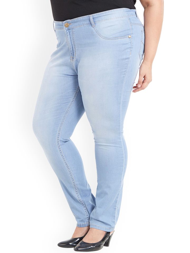 ELISS Women's Plus Size Jean Look Jeggings Stretch High Waisted Denim  Skinny Pull-on Capri Pants with Pockets (1X-4X), Blue, XL price in UAE,  UAE
