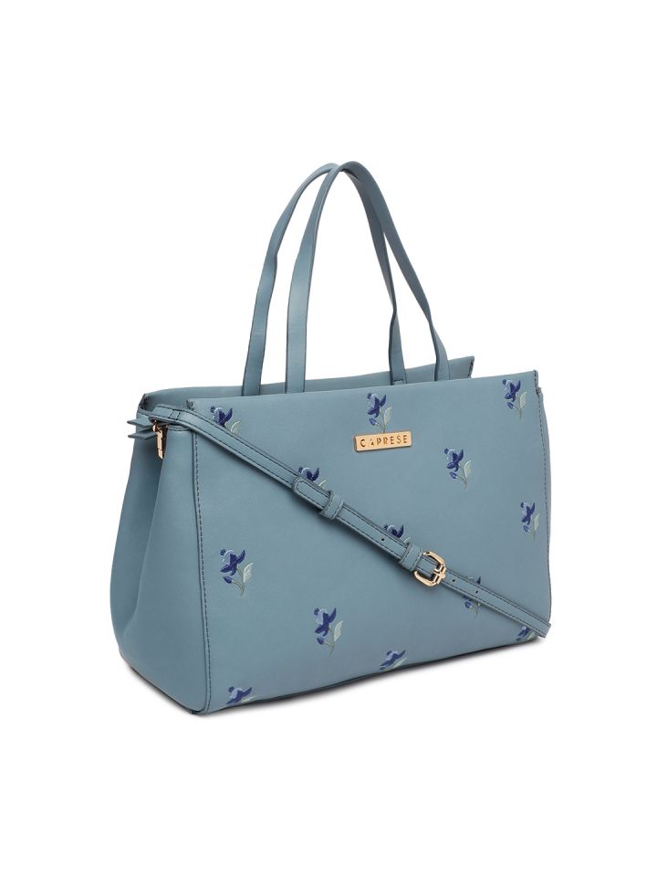 Caprese Blue BLOSSOM Embroidered Handheld Bag
