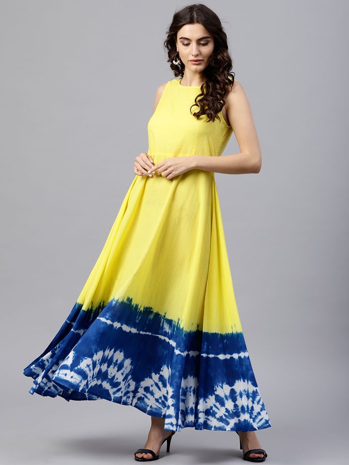 Yellow maxi dress myntra clearance