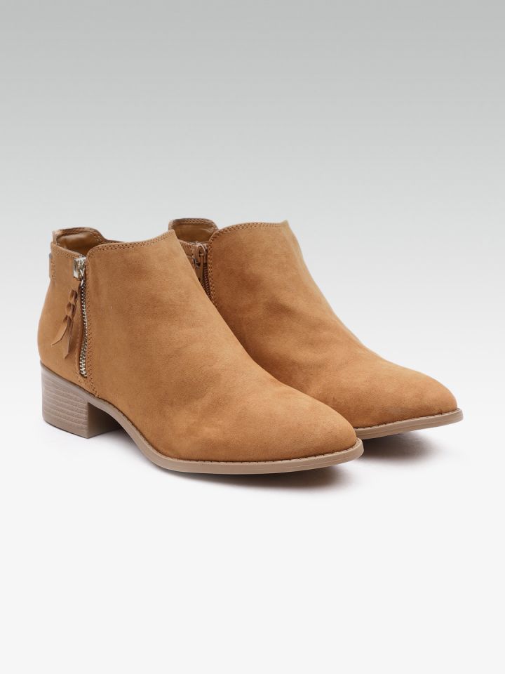 Buy DOROTHY PERKINS Women Brown Solid Mid Top Heeled Boots Boots