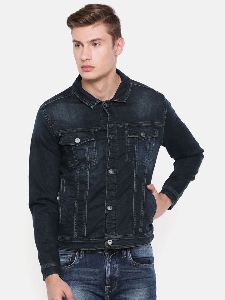 killer full sleeve solid men's denim jacket