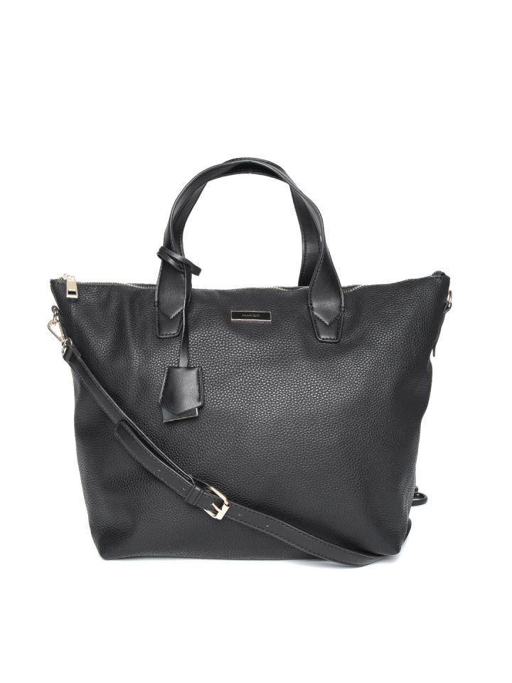 Mango black solid handheld bag discount