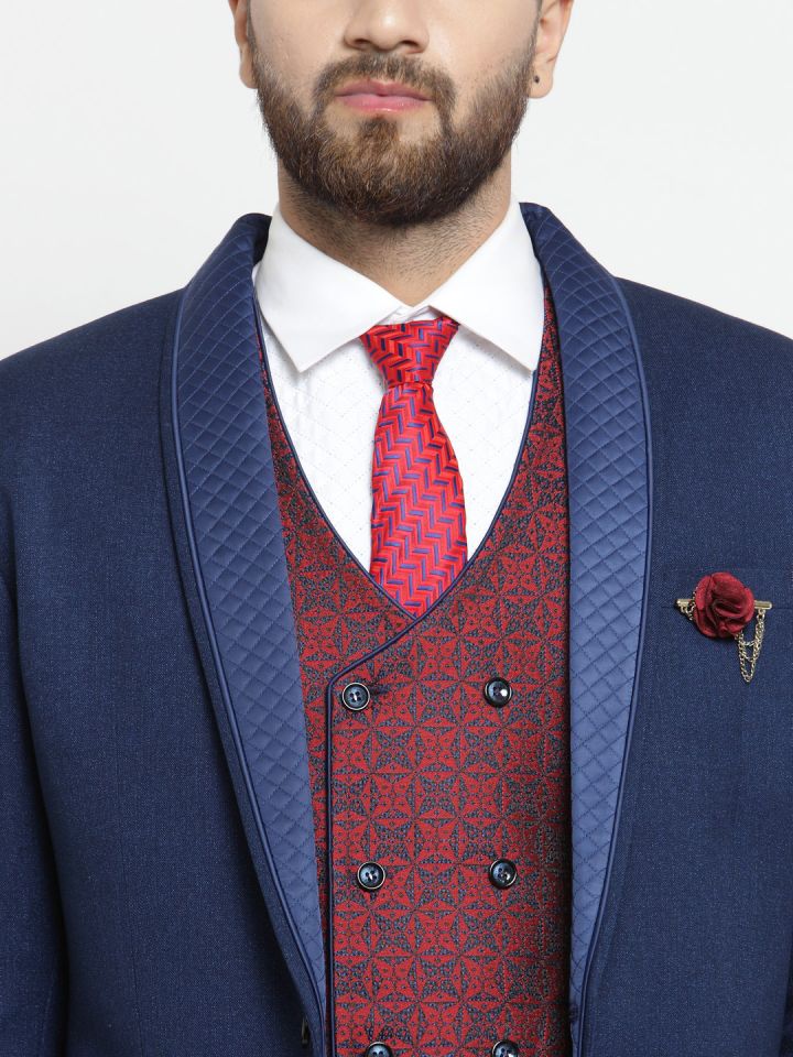 Blue suit deals red waistcoat