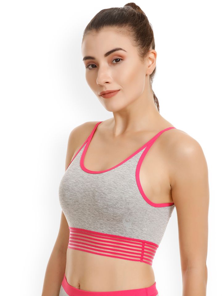Buy Zelocity By Zivame Grey Solid Non Wired Non Padded Sports Bra