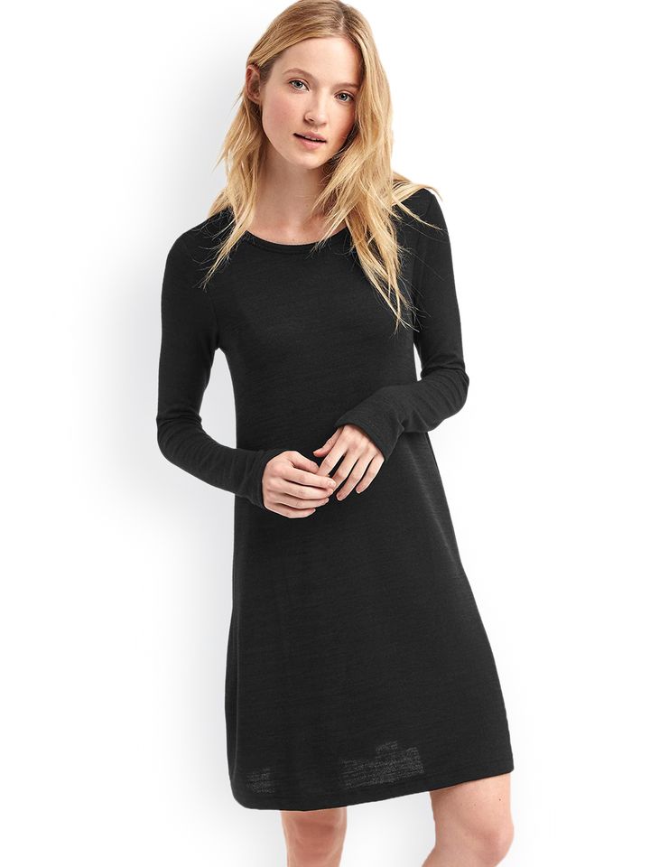 womens black swing dress